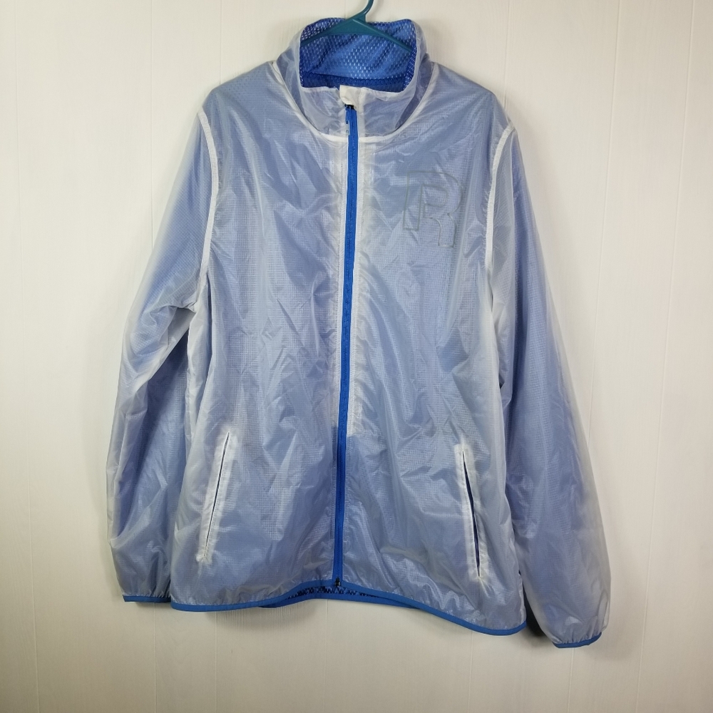 Reebok  windbreaker xl clear and blue mesh